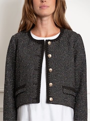 Seraphine Maternity Cropped Tweed Black Jacket - Image 4 of 5