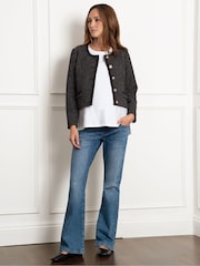 Seraphine Maternity Cropped Tweed Black Jacket - Image 5 of 5