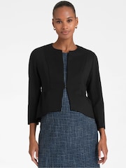 Seraphine Maternity Cropped Peplum Ponte Roma Black Jacket - Image 1 of 7