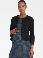 Seraphine Maternity Cropped Peplum Ponte Roma Black Jacket - Image 3 of 7