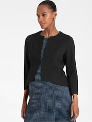 Seraphine Maternity Cropped Peplum Ponte Roma Black Jacket - Image 5 of 7