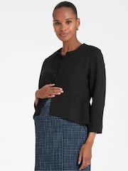 Seraphine Maternity Cropped Peplum Ponte Roma Black Jacket - Image 6 of 7