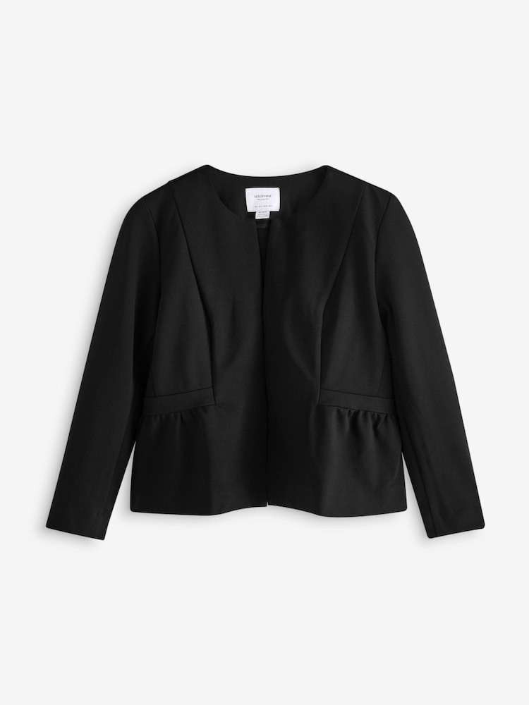 Seraphine Maternity Cropped Peplum Ponte Roma Black Jacket - Image 7 of 7
