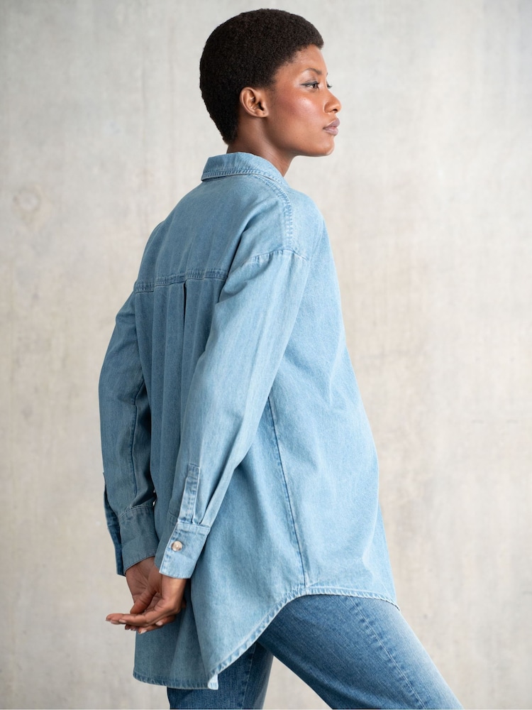 Seraphine Maternity Blue Denim 100% Cotton Shirt - Image 5 of 5 Seraphine Maternity Blue Denim 100% Cotton Shirt - Image 5 of 5