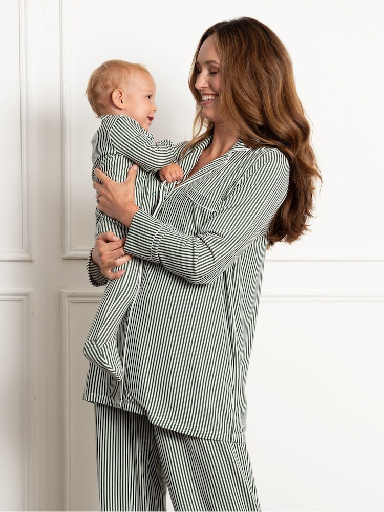 Seraphine Green Maternity Piped Shirt Pyjamas Set - Image 5 of 5