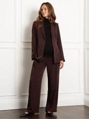 Seraphine Maternity Wide Leg Brown Trousers - Image 1 of 5