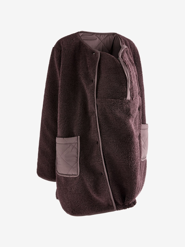 Seraphine Maternity Borg Line Reversible Brown Jacket - Image 10 of 10