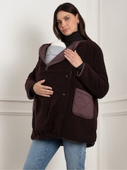 Seraphine Maternity Borg Line Reversible Brown Jacket - Image 4 of 10