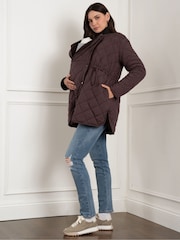 Seraphine Maternity Borg Line Reversible Brown Jacket - Image 6 of 10