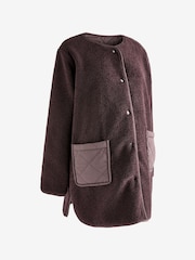 Seraphine Maternity Borg Line Reversible Brown Jacket - Image 8 of 10