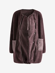 Seraphine Maternity Borg Line Reversible Brown Jacket - Image 9 of 10