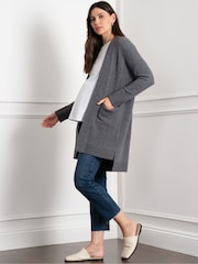 Seraphine Grey Maternity Knit Cardigan with Patch Pockets - Image 3 of 6
