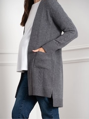 Seraphine Grey Maternity Knit Cardigan with Patch Pockets - Image 4 of 6