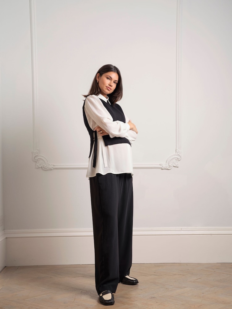 Seraphine Maternity Knit Tabbard Side Black Tie - Image 2 of 6