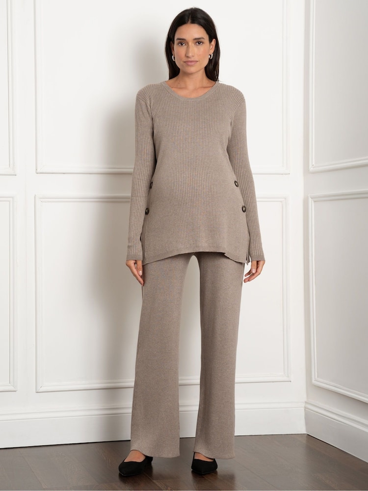 Seraphine Maternity Brown Rib knit co-ord Trousers - Image 1 of 4