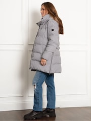 Seraphine Maternity Houndstooth Belted Puffer Black Jacket - Image 4 of 5