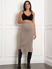 Seraphine Cream Rib Knit Co-Ord Maternity Skirt - Image 2 of 4