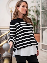 Seraphine Maternity Knit Black Cardigan with Patch Pockets - Image 4 of 5