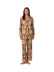 Lauren Ralph Lauren Gold Fashion Satin Printed Paisly Pajamas - Image 1 of 3