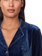Lauren Ralph Lauren Blue Velvet Notch Collar Pyjamas - Image 3 of 3