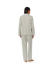 Lauren Ralph Lauren Grey Herringbone Knit Notch Collar 100% Cotton Pyjamas - Image 2 of 3