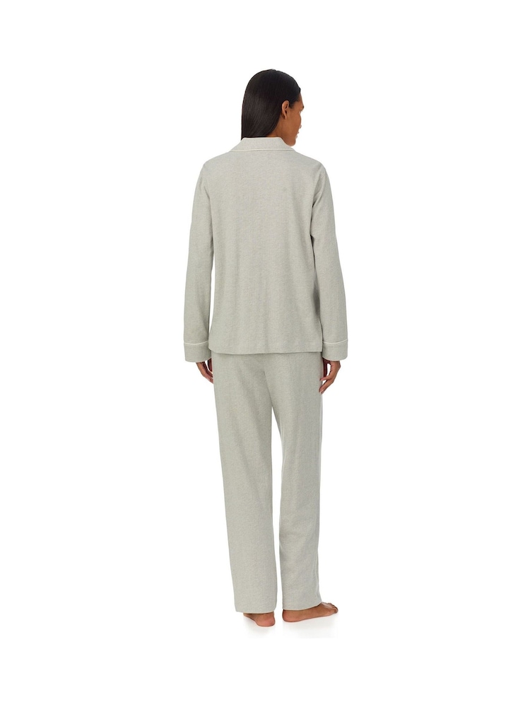 Lauren Ralph Lauren Grey Herringbone Knit Notch Collar 100% Cotton Pyjamas - Image 2 of 3
