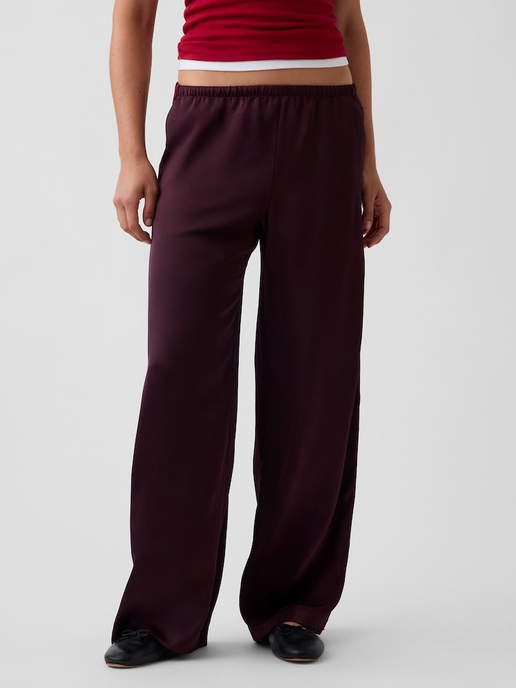Burgunderrot - Gap Satin Easy Wide-Leg Trousers - Bild 1 von 5