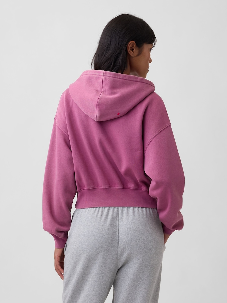 Violeta rozā - Gap Vintage Soft Oversized Logo kapučdžemperis ar rāvējslēdzēju - Attēls 2 no 4