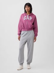 Violeta rozā - Gap Vintage Soft Oversized Logo kapučdžemperis ar rāvējslēdzēju - Attēls 3 no 4