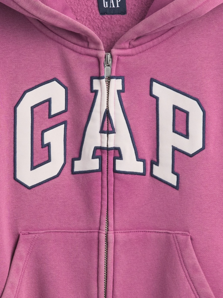 Violeta rozā - Gap Vintage Soft Oversized Logo kapučdžemperis ar rāvējslēdzēju - Attēls 4 no 4