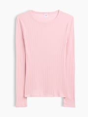 Pink - Gap Essential Ribbed Pointelle Long Sleeve T-Shirt - Bild 5 von 5