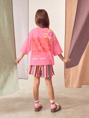 Pink Bondi Stripe 100% Cotton T-Shirt And Shorts Set (3-16yrs) - Image 3 of 10