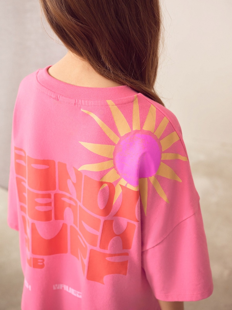 Pink Bondi Stripe 100% Cotton T-Shirt And Shorts Set (3-16yrs) - Image 4 of 10