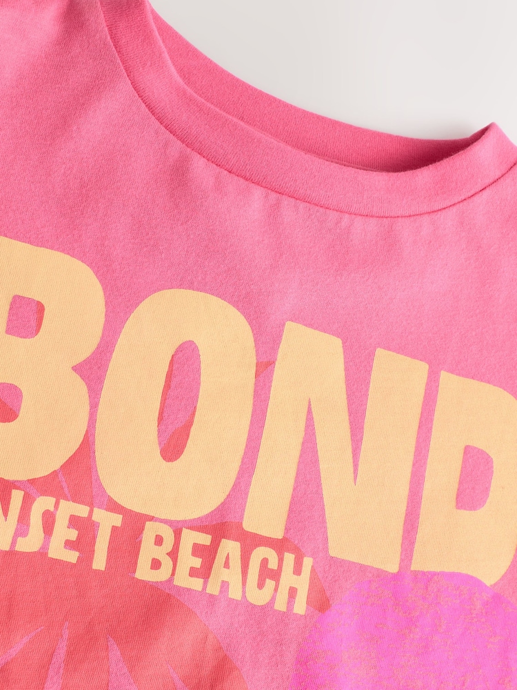 Pink Bondi Stripe 100% Cotton T-Shirt And Shorts Set (3-16yrs) - Image 8 of 10