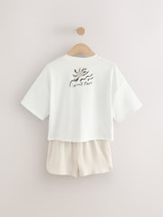 Cream Crochet Applique 100% Cotton T-Shirt And Shorts Set (3-16yrs) - Image 3 of 5
