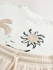 Cream Crochet Applique 100% Cotton T-Shirt And Shorts Set (3-16yrs) - Image 5 of 5