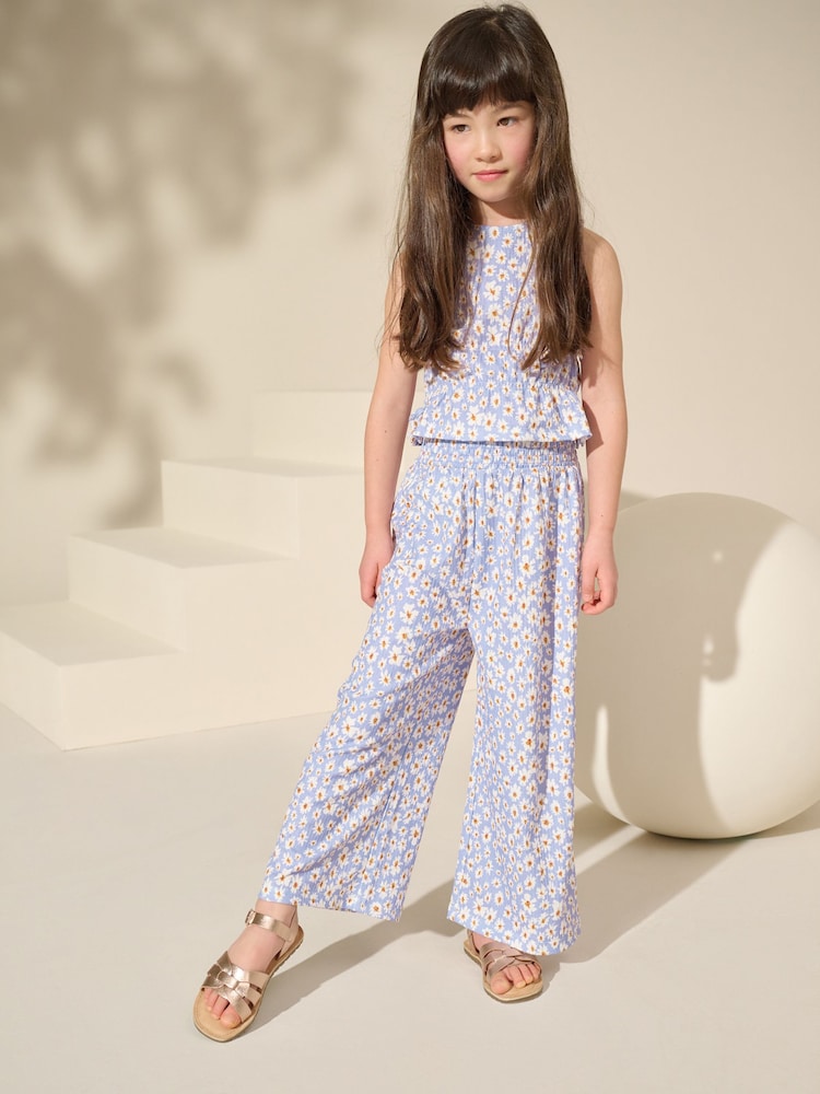 Lilac Purple Floral Top and Wide Leg Trousers Set (3-16yrs) - Image 1 of 9