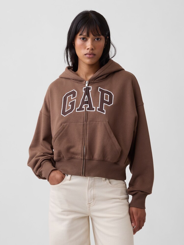 Gap Brown Vintage Soft Oversized Logo Zip-Up Hoodie - Image 1 of 4 Gap Brown Vintage Soft Oversized Logo Zip-Up Hoodie - Image 1 of 4