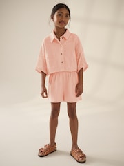 Pink Crochet Applique Shirt And Short Set (3-16yrs) - Image 1 of 10