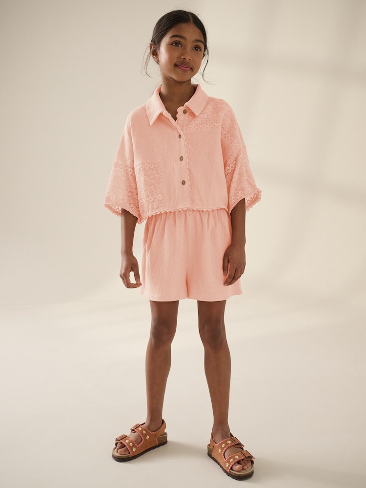 Pink - Gehäkeltes Shirt mit Applikationen und Shorts im Set (3–16 J.) - Bild 1 von 10 Pink - Gehäkeltes Shirt mit Applikationen und Shorts im Set (3–16 J.) - Bild 1 von 10
