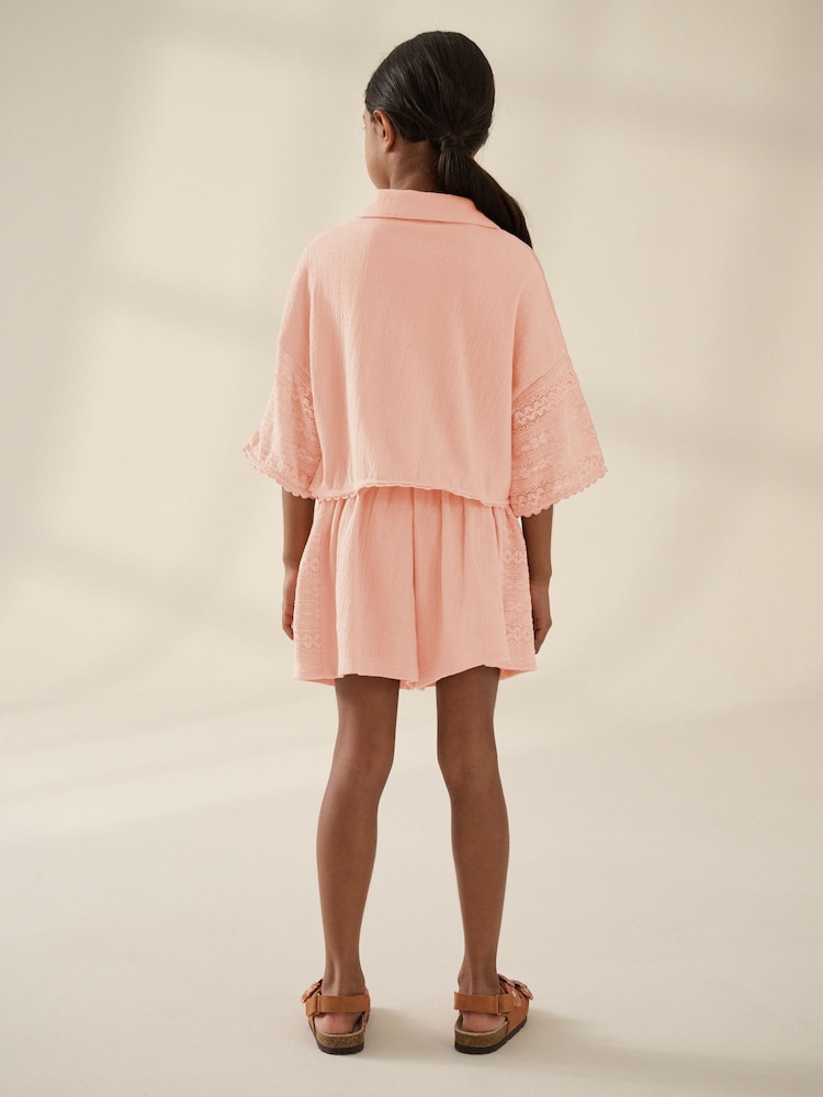 Pink Crochet Applique Shirt And Short Set (3-16yrs) - Image 2 of 10
