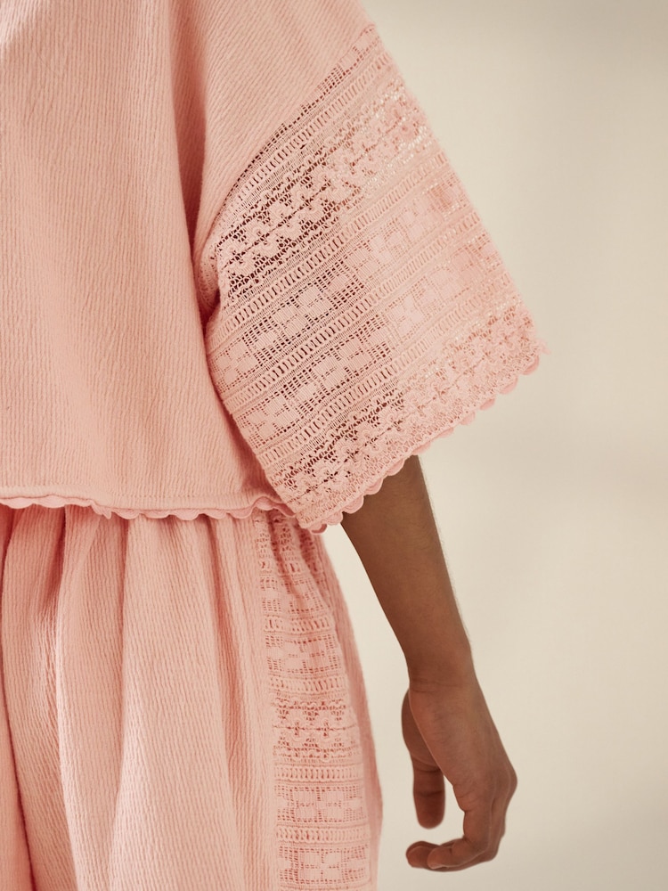 Pink Crochet Applique Shirt And Short Set (3-16yrs) - Image 5 of 10