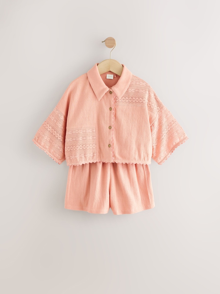 Pink Crochet Applique Shirt And Short Set (3-16yrs) - Image 6 of 10