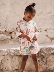 Multi 100% Cotton Printed Textured Shirt And Shorts Set (3-16yrs) - Image 1 of 4