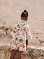 Multi 100% Cotton Printed Textured Shirt And Shorts Set (3-16yrs) - Image 3 of 4