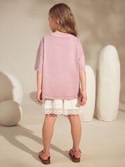 Dusky Purple Butterfly T-Shirt And Textured Shorts Set (3-16yrs) - Image 3 of 4