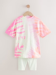 Multi Pink 100% Cotton T-Shirt And Cycling Shorts Set (3-16yrs) - Image 1 of 5