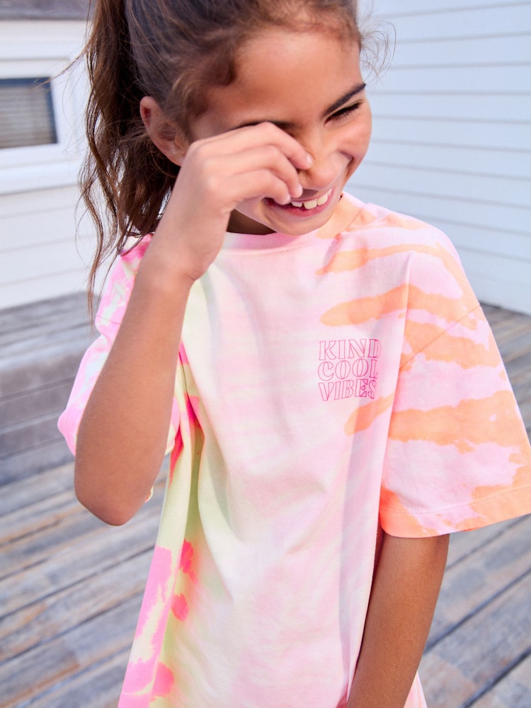 Multi Pink 100% Cotton T-Shirt And Cycling Shorts Set (3-16yrs) - Image 5 of 5