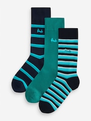 Pringle Blue Fashion Stripe Crews Socks - Image 1 of 11
