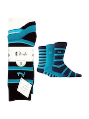 Pringle Blue Fashion Stripe Crews Socks - Image 8 of 11